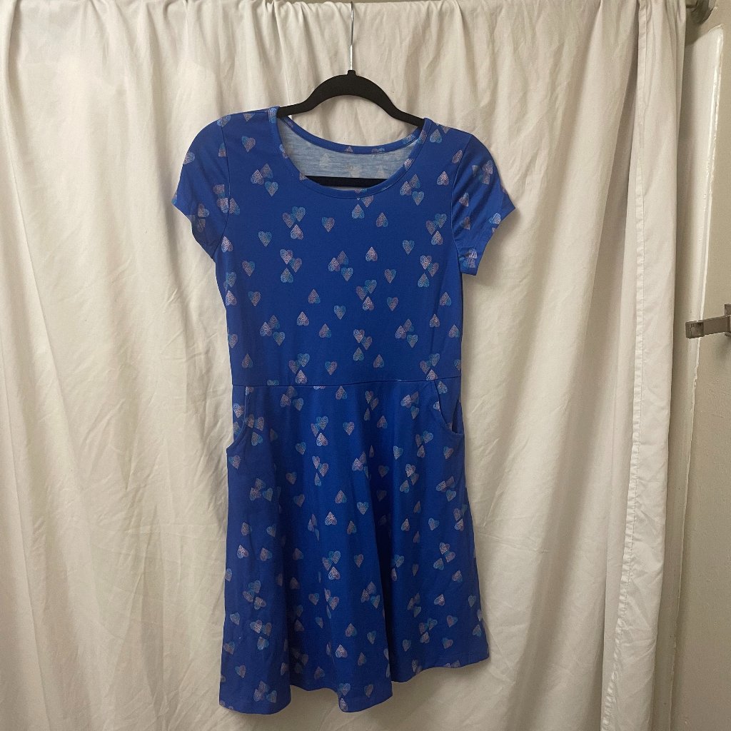 Blue Heart Dress With Pockets